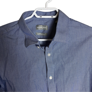 Michael Kors Men Light Blue Cotton Button Down Shirt XL 17.5 Long Sleeve Classic